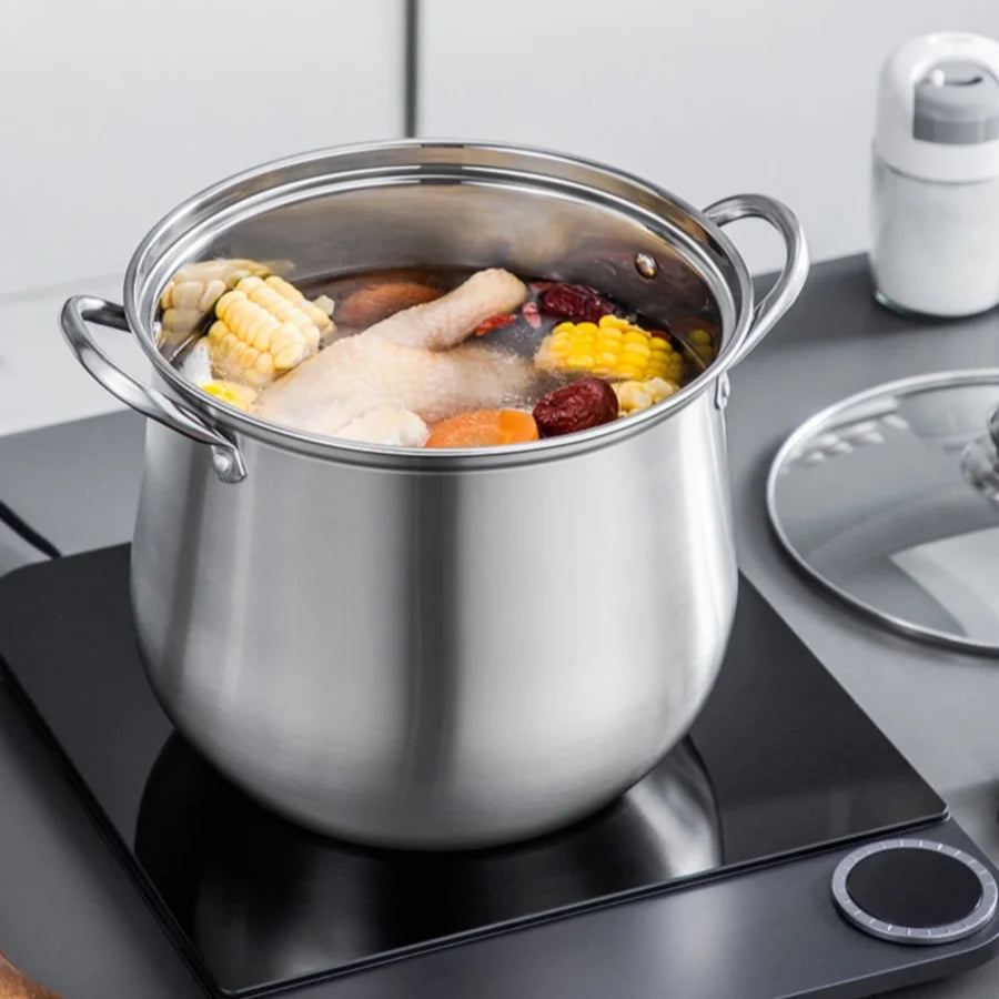 Panela de Aço Inoxidável Grande – Ideal para Sopas, Ensopados, Caldos