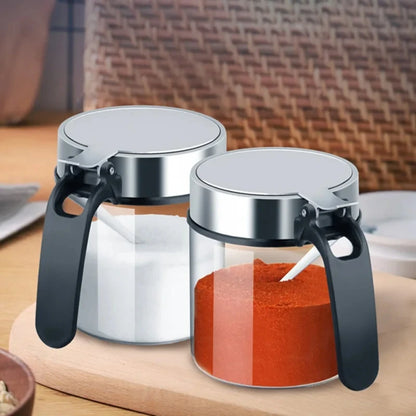 Pote de Vidro para Temperos com Tampa de Aço Inox e Colher