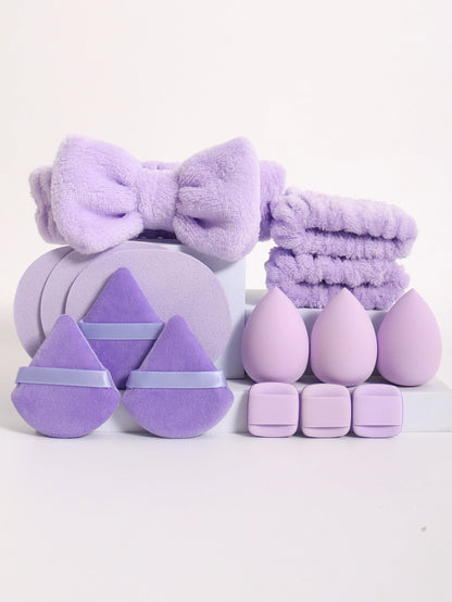 Kit 15 Peças – Esponjas de Maquiagem, Faixa de Cabelo e Pulseiras Removedoras de Água