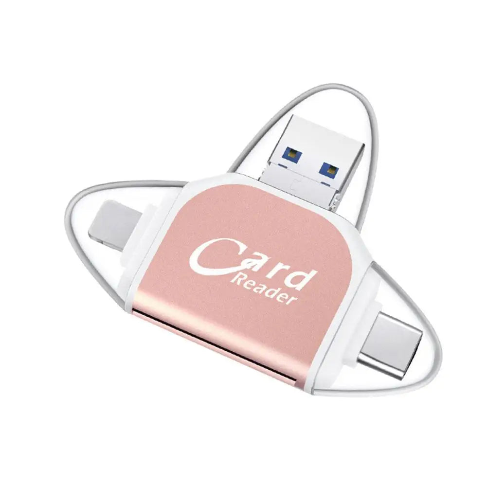 Leitor de Cartão Multifuncional de Metal 4 Portas 2 em 1 OTG Universal para PC, Celular e Laptop – Suporte Micro e TF