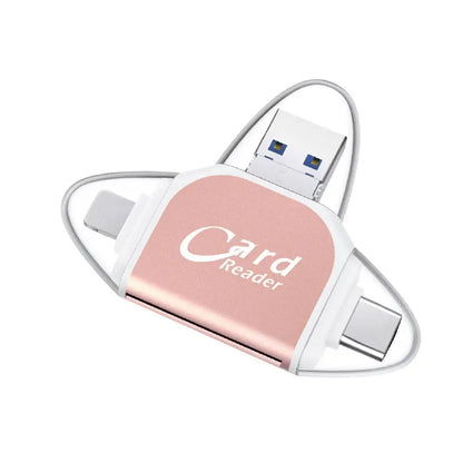 Leitor de Cartão Multifuncional de Metal 4 Portas 2 em 1 OTG Universal para PC, Celular e Laptop – Suporte Micro e TF