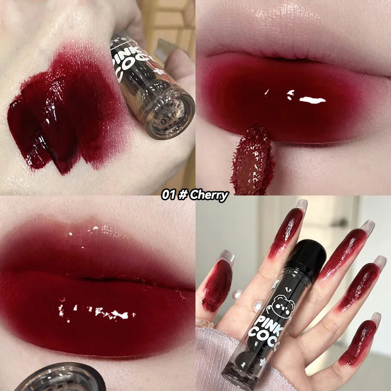 PINKCOCO Bear Doodle Mirror Lip Glaze – Gloss Labial de Brilho Espelhado