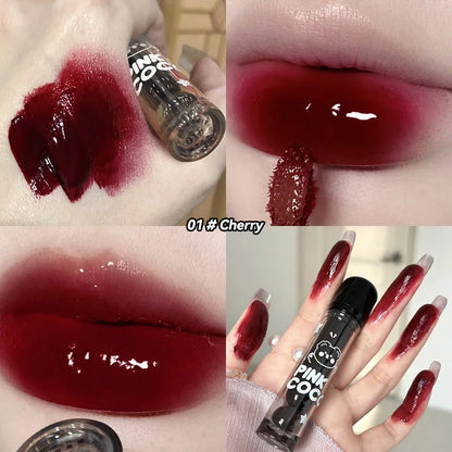 PINKCOCO Bear Doodle Mirror Lip Glaze – Gloss Labial de Brilho Espelhado