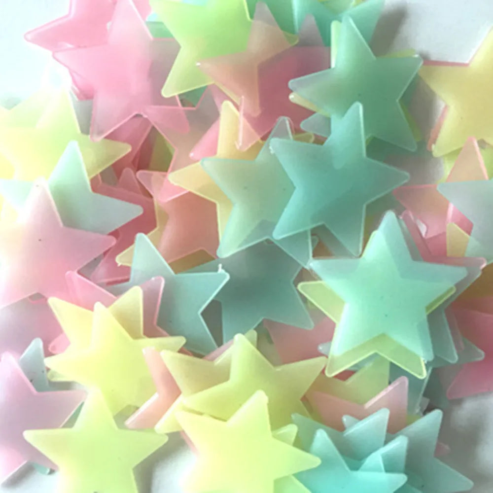 Adesivos Fluorescentes Estrelas Brilhantes – 100 Peças