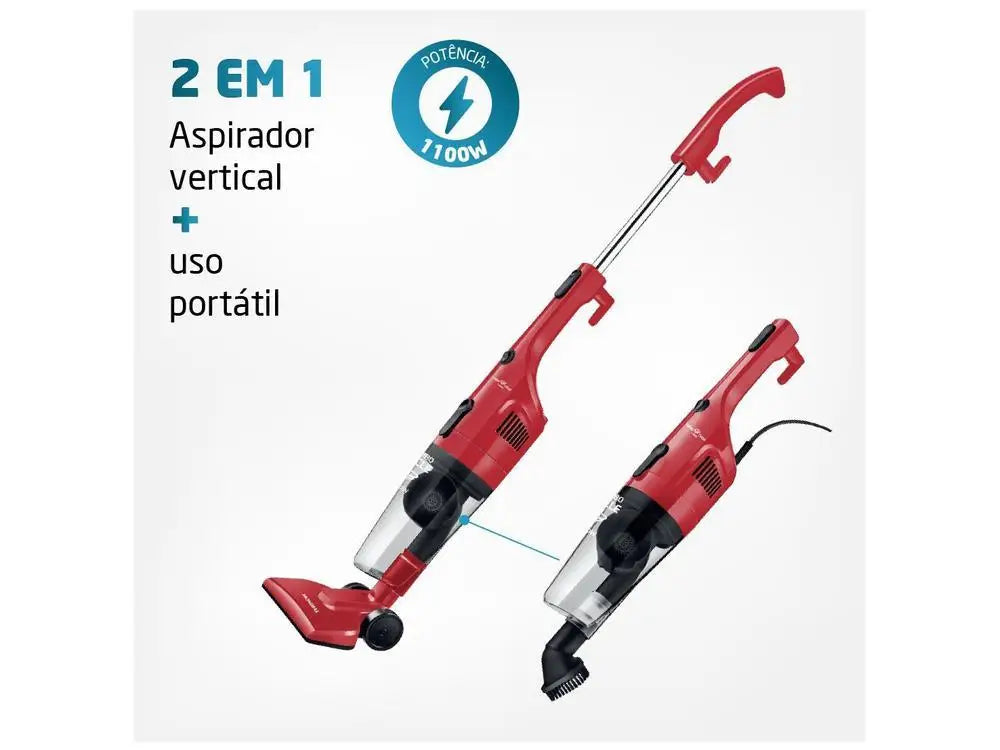 Aspirador de Pó Vertical Mondial Turbo Cycle AP-36 – 1100W | 2 em 1 | Vermelho e Preto – 220V