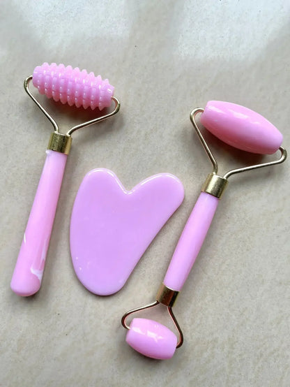 Kit 3 Peças Massageador Facial e Corporal em Resina