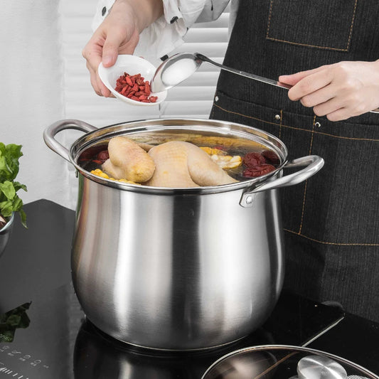 Panela de Aço Inoxidável Grande – Ideal para Sopas, Ensopados, Caldos