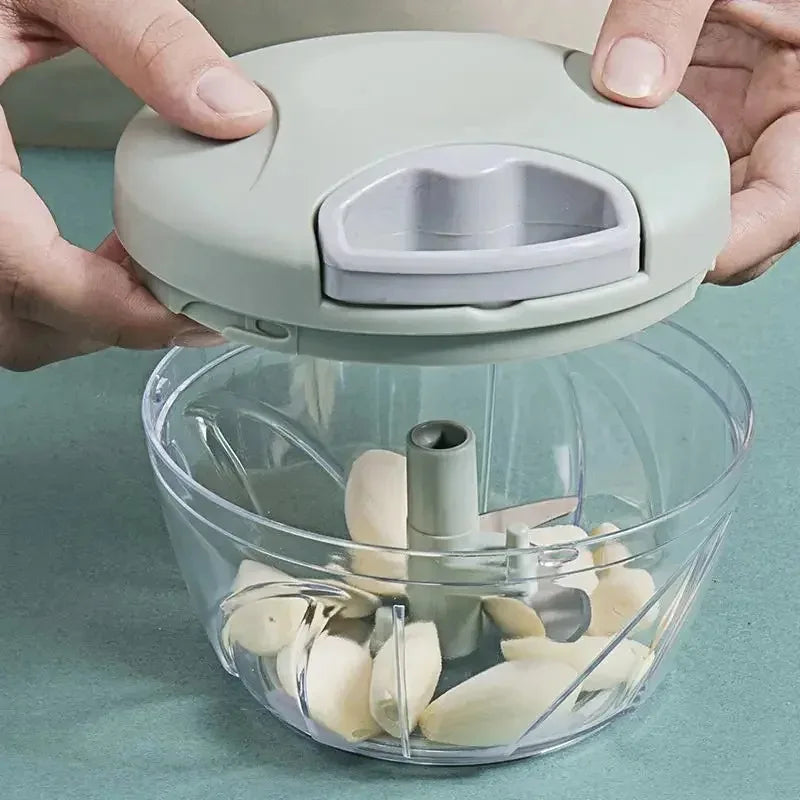 Picador Manual de Alho 500ml ou 900ml – Cortador de Alimentos em Aço Inox e Plástico