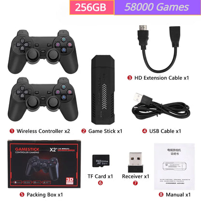 Console Retrô GD10 Plus – 256GB com 58.000 Jogos + 2 Controles Sem Fio 2.4G
