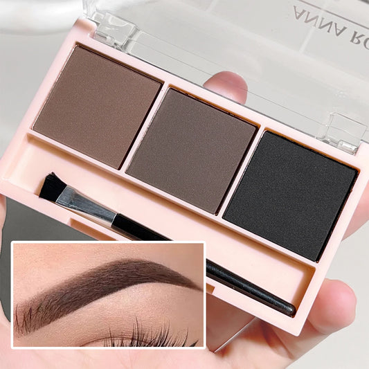Kit de Sombra para Sobrancelhas 3 Cores com Pincel – Definição Natural e de Longa Duração