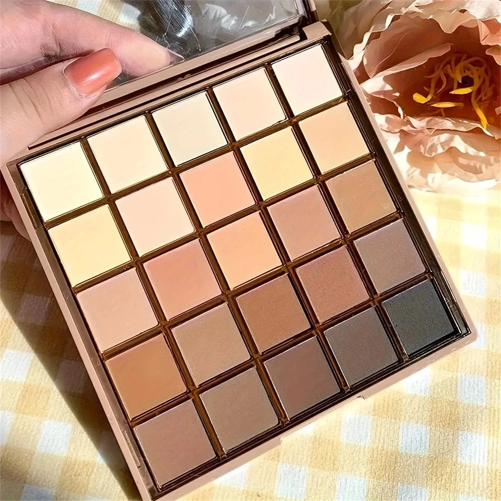 Paleta de Sombras 25 Cores – Tons Neutros de Marrom e Cinza Café/Chocolate