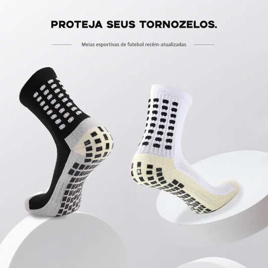 Meias Masculinas de Futebol Antiderrapantes – Cano Médio (Tamanho 40–46)