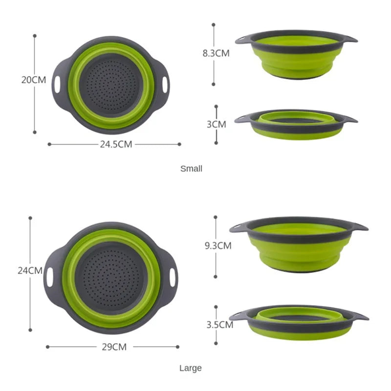 Cesto Escorredor Dobrável de Silicone para Frutas e Legumes