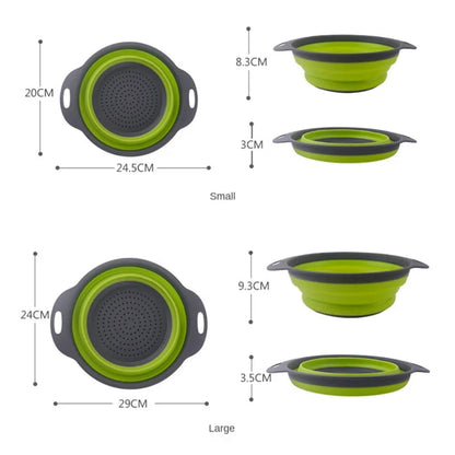 Cesto Escorredor Dobrável de Silicone para Frutas e Legumes