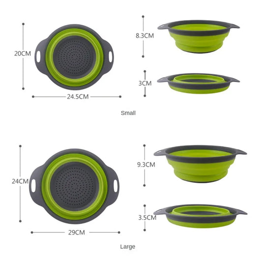 Cesto Escorredor Dobrável de Silicone para Frutas e Legumes