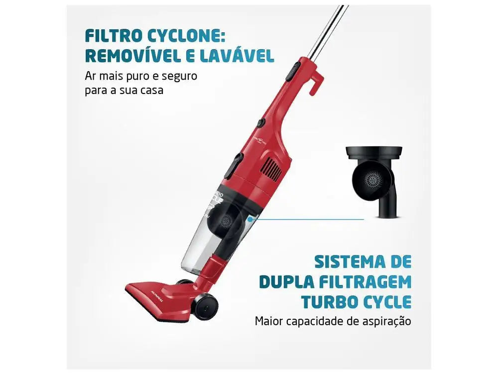 Aspirador de Pó Mondial Turbo Cycle AP-36 – 1100W | 2 em 1 | Vermelho e Preto | 110V