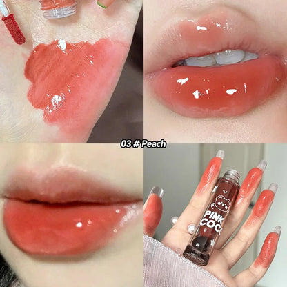 PINKCOCO Bear Doodle Mirror Lip Glaze – Gloss Labial de Brilho Espelhado