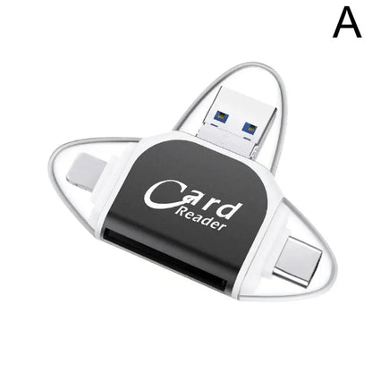 Leitor de Cartão Multifuncional de Metal 4 Portas 2 em 1 OTG Universal para PC, Celular e Laptop – Suporte Micro e TF