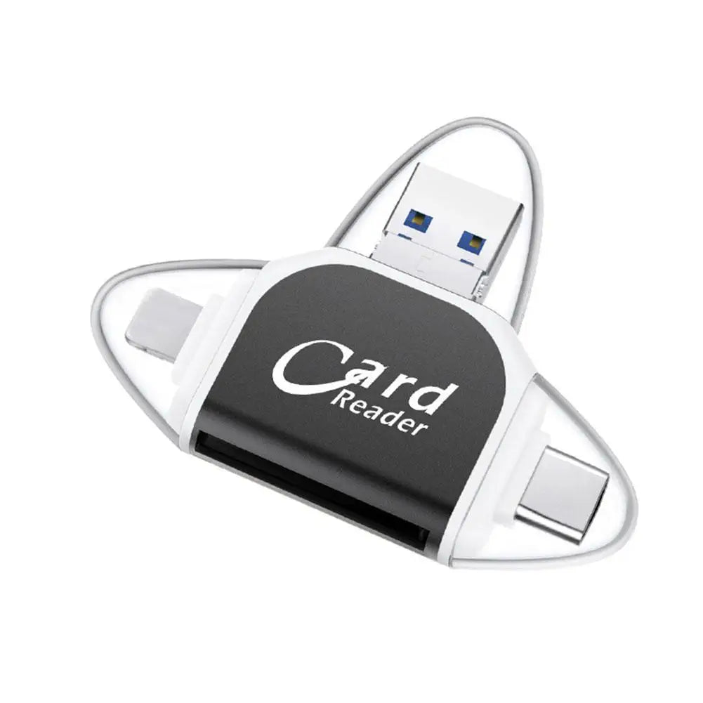 Leitor de Cartão Multifuncional de Metal 4 Portas 2 em 1 OTG Universal para PC, Celular e Laptop – Suporte Micro e TF