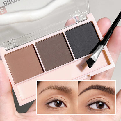 Kit de Sombra para Sobrancelhas 3 Cores com Pincel – Definição Natural e de Longa Duração
