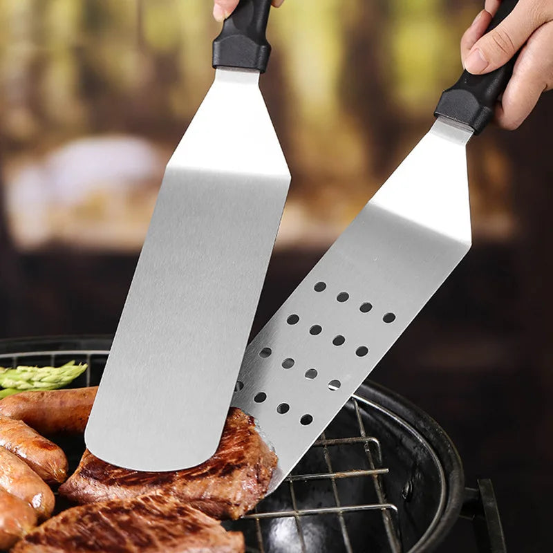 Espátula de Aço Inoxidável para Cozinha – Churrasco, Hambúrguer e Panquecas