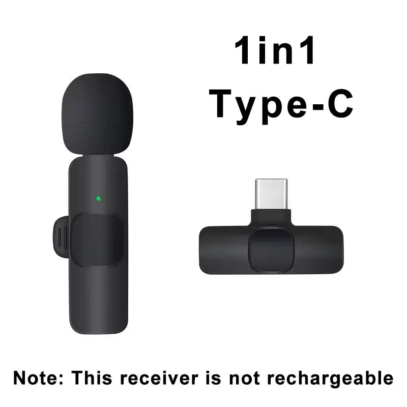 Microfone de lapela sem fio com cancelamento de ruído para streaming