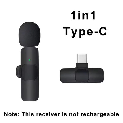 Microfone de lapela sem fio com cancelamento de ruído para streaming