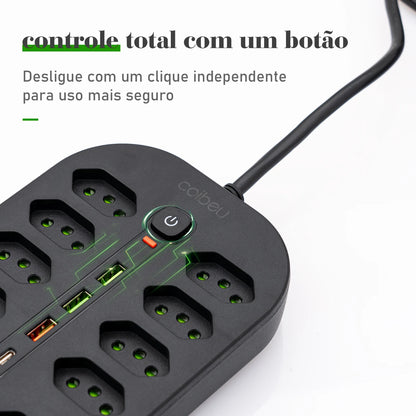 Extensão Elétrica COIBEU com Chave Geral e Proteção contra Sobrecarga – 2m (Plugue Europeu)