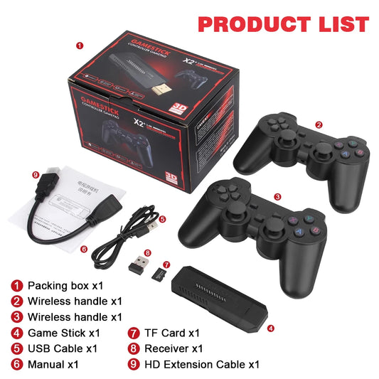 Console Retrô GD10 Plus – 256GB com 58.000 Jogos + 2 Controles Sem Fio 2.4G