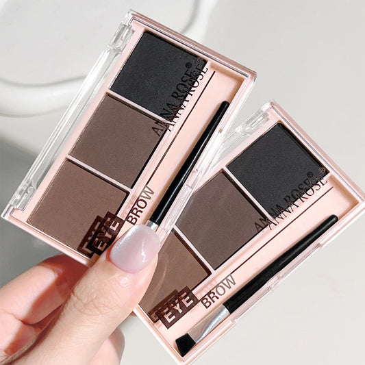 Kit de Sombra para Sobrancelhas 3 Cores com Pincel – Definição Natural e de Longa Duração