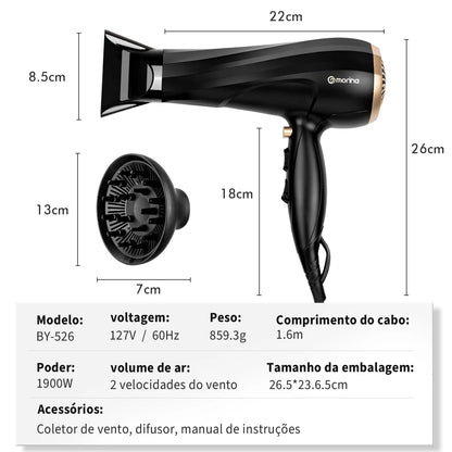 Secador de Cabelo Profissional COIBEU BY-526 com Íons Negativos (Bivolt)