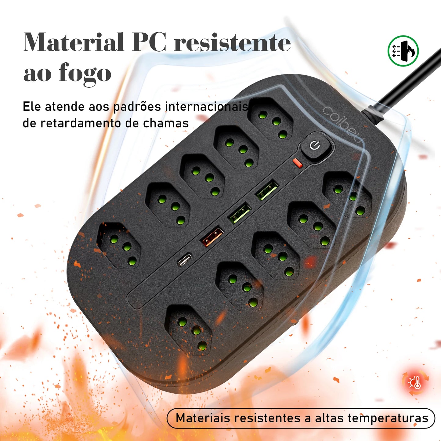 Extensão Elétrica COIBEU com Chave Geral e Proteção contra Sobrecarga – 2m (Plugue Europeu)