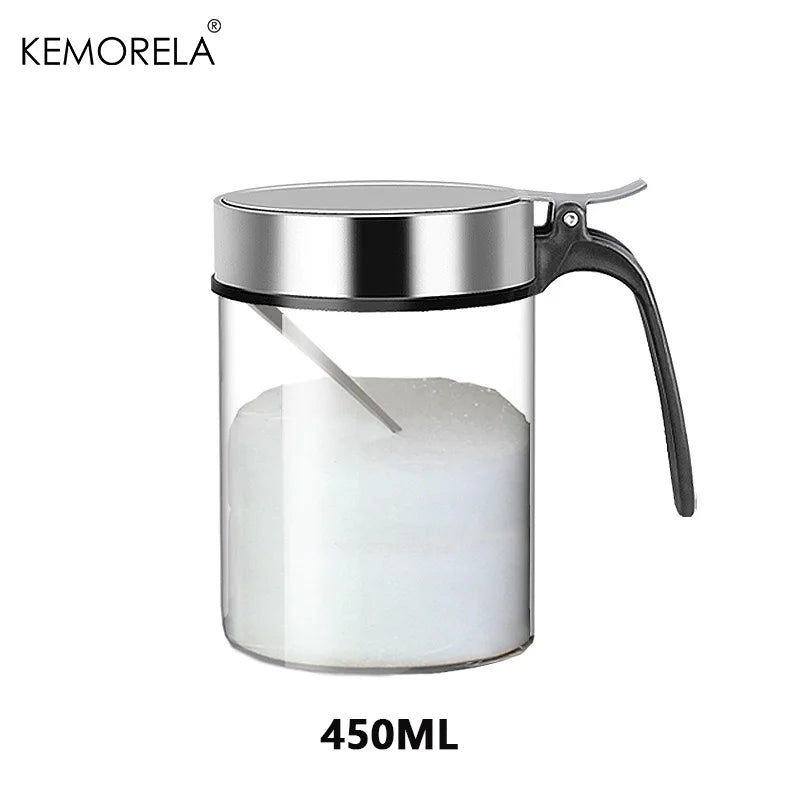 Pote de Vidro para Temperos com Tampa de Aço Inox e Colher