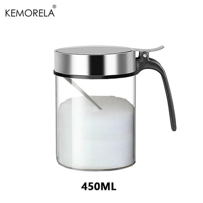 Pote de Vidro para Temperos com Tampa de Aço Inox e Colher