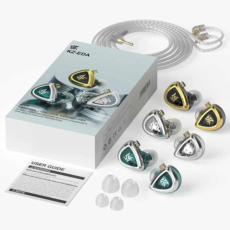 Fone de Ouvido In-Ear KZ EDA – Kit 3 Pares (Bass / Balanced / Hi-Res)
