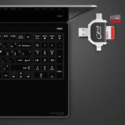 Leitor de Cartão Multifuncional de Metal 4 Portas 2 em 1 OTG Universal para PC, Celular e Laptop – Suporte Micro e TF