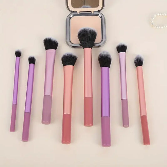 Kit de Pincéis de Maquiagem – 8 Peças com Cerdas Sintéticas