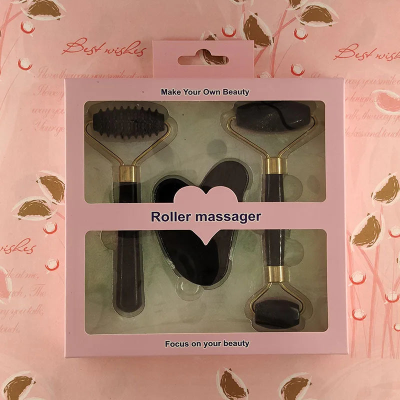 Kit 3 Peças Massageador Facial e Corporal em Resina