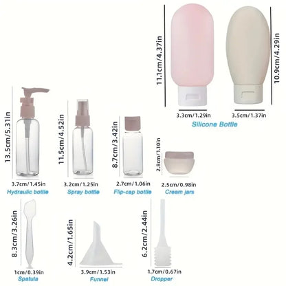 Kit de Frascos de Viagem Portáteis para Cosméticos – Recipientes Recarregáveis