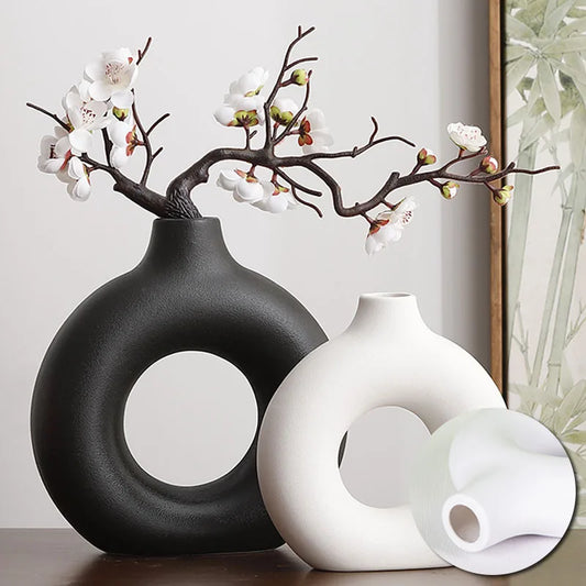 Vaso Decorativo Minimalista em Forma de Donut – Estilo Moderno