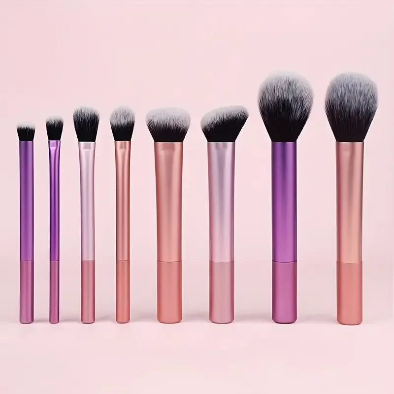 Kit de Pincéis de Maquiagem – 8 Peças com Cerdas Sintéticas