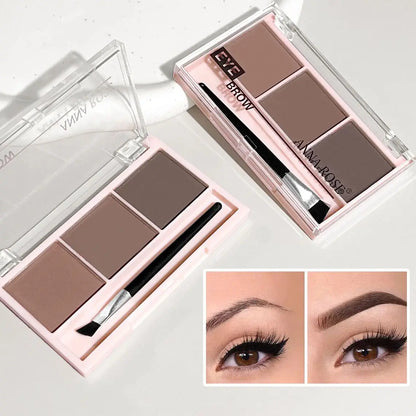 Kit de Sombra para Sobrancelhas 3 Cores com Pincel – Definição Natural e de Longa Duração