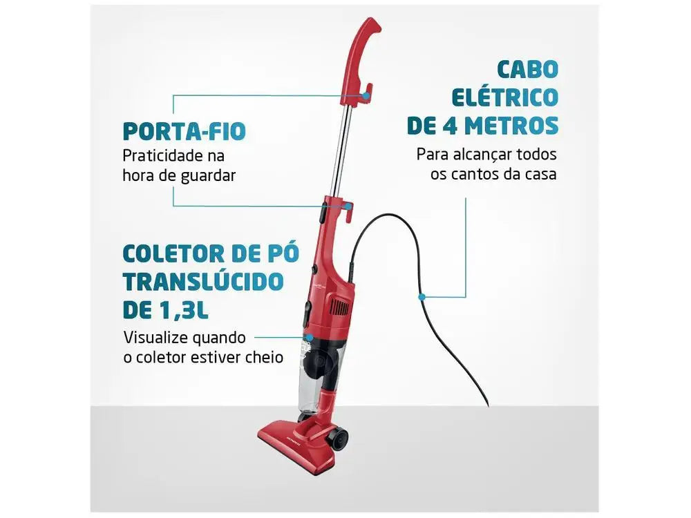 Aspirador de Pó Mondial Turbo Cycle AP-36 – 1100W | 2 em 1 | Vermelho e Preto | 110V