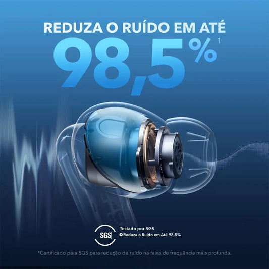 Fones de Ouvido Anker Bluetooth com Cancelamento Ativo de Ruído - Intra-auricular com Estojo de Carga