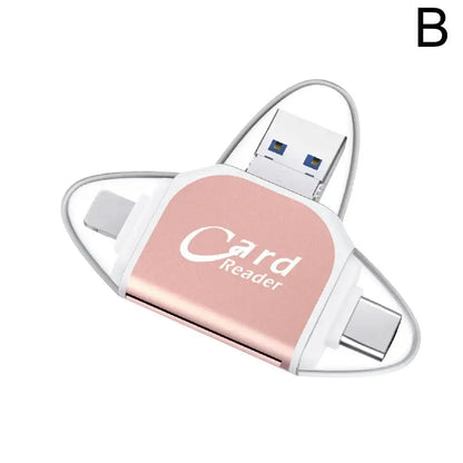 Leitor de Cartão Multifuncional de Metal 4 Portas 2 em 1 OTG Universal para PC, Celular e Laptop – Suporte Micro e TF