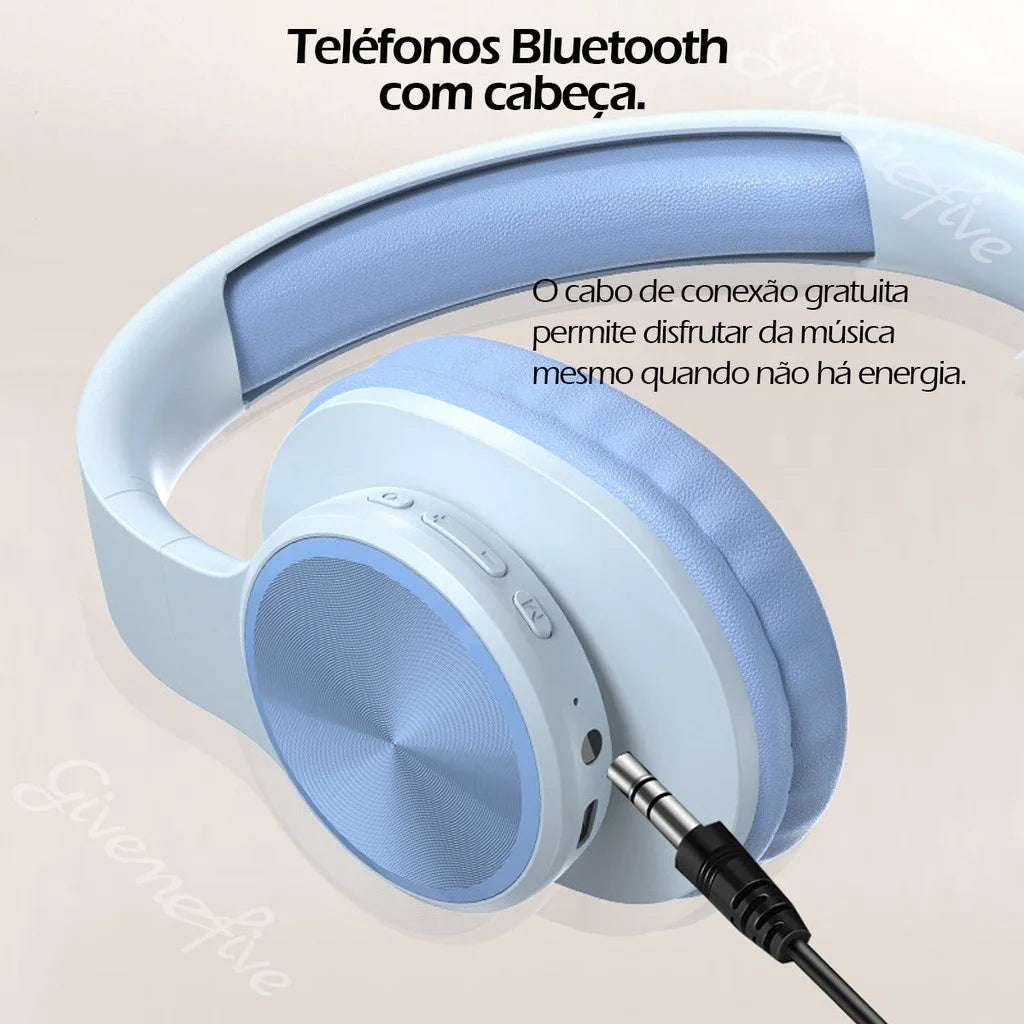 Fone de Ouvido Sem Fio P202 com Iluminação e Redução de Ruído – Bluetooth