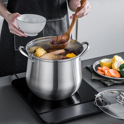 Panela de Aço Inoxidável Grande – Ideal para Sopas, Ensopados, Caldos