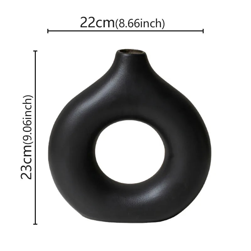 Vaso Decorativo Minimalista em Forma de Donut – Estilo Moderno