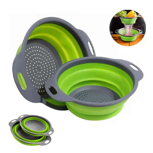 Cesto Escorredor Dobrável de Silicone para Frutas e Legumes