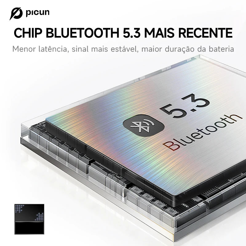 Picun B8 Fone de Ouvido Bluetooth Over-Ear – 120h de Bateria, 3 Modos de Som